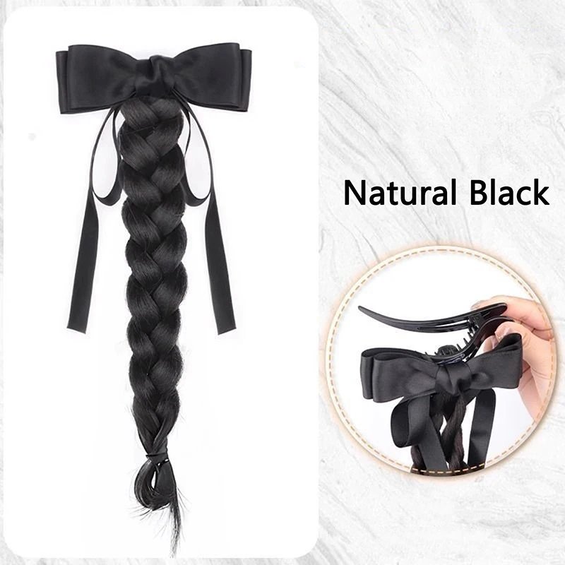الحلو ذيل حصان تمديد شعر مستعار كليب القوس ذيل حصان وصلات شعر ذيل حصان مشبك شعر للنساء الفتيات 40 سنتيمتر الضفائر وهمية
