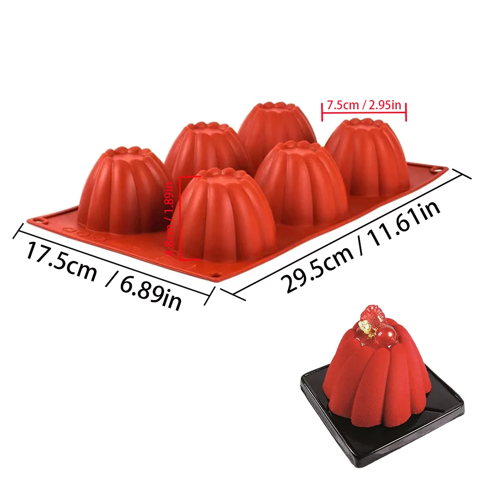 6 cavity 3D Flower Swirl Shaped Silicone Molds for DIY Baking Pudding Mousse Chocolate Cake Mold Kitchen Accessories Tools