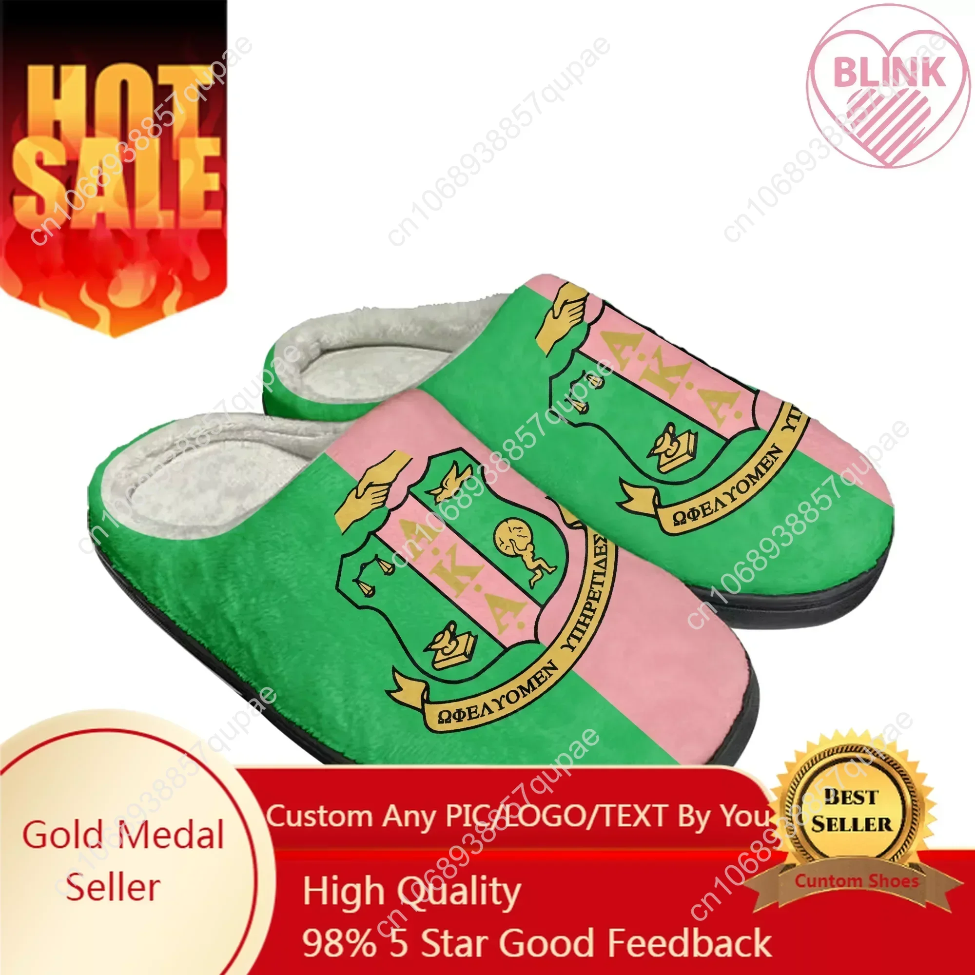 

A-Alpha Sorority A-AKA 1908 Home Cotton Slippers K-Kappa A-Alpha Mens Women Plush Bedroom Casual Keep Warm Shoes Customized Shoe