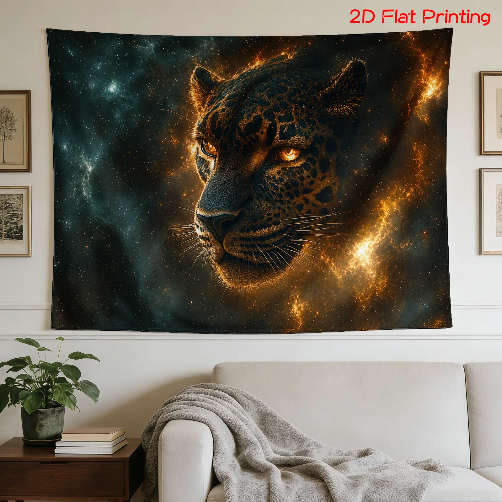 Luxury Galaxy Tapestry Cosmic Jaguar Wall Hanging Decoration Art Prints Large Animal Space Decor 180x320cm