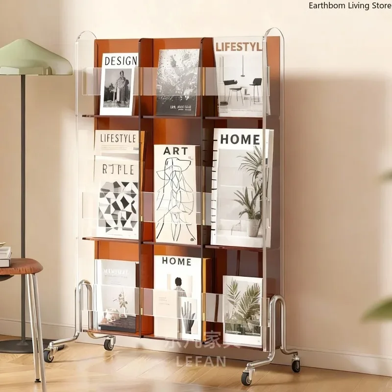 Portable Multi-layer Magazine Racks Acrylic Floor-standing Luxury Magazine Racks Storage Office Furniture Das Magazin ZY40ZZJ