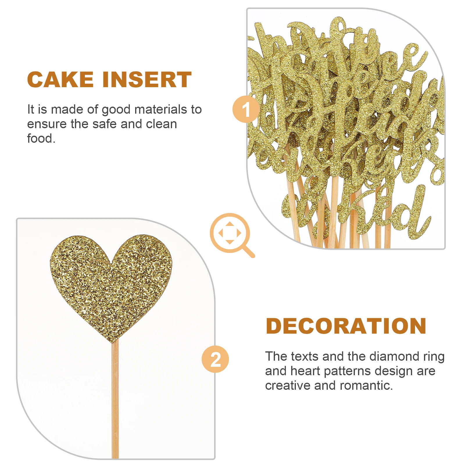 

24pcs Wedding Shaped Baking Topper Diamond Cake Topper For Wedding Dessert nament Baking Cake Decor Supplies