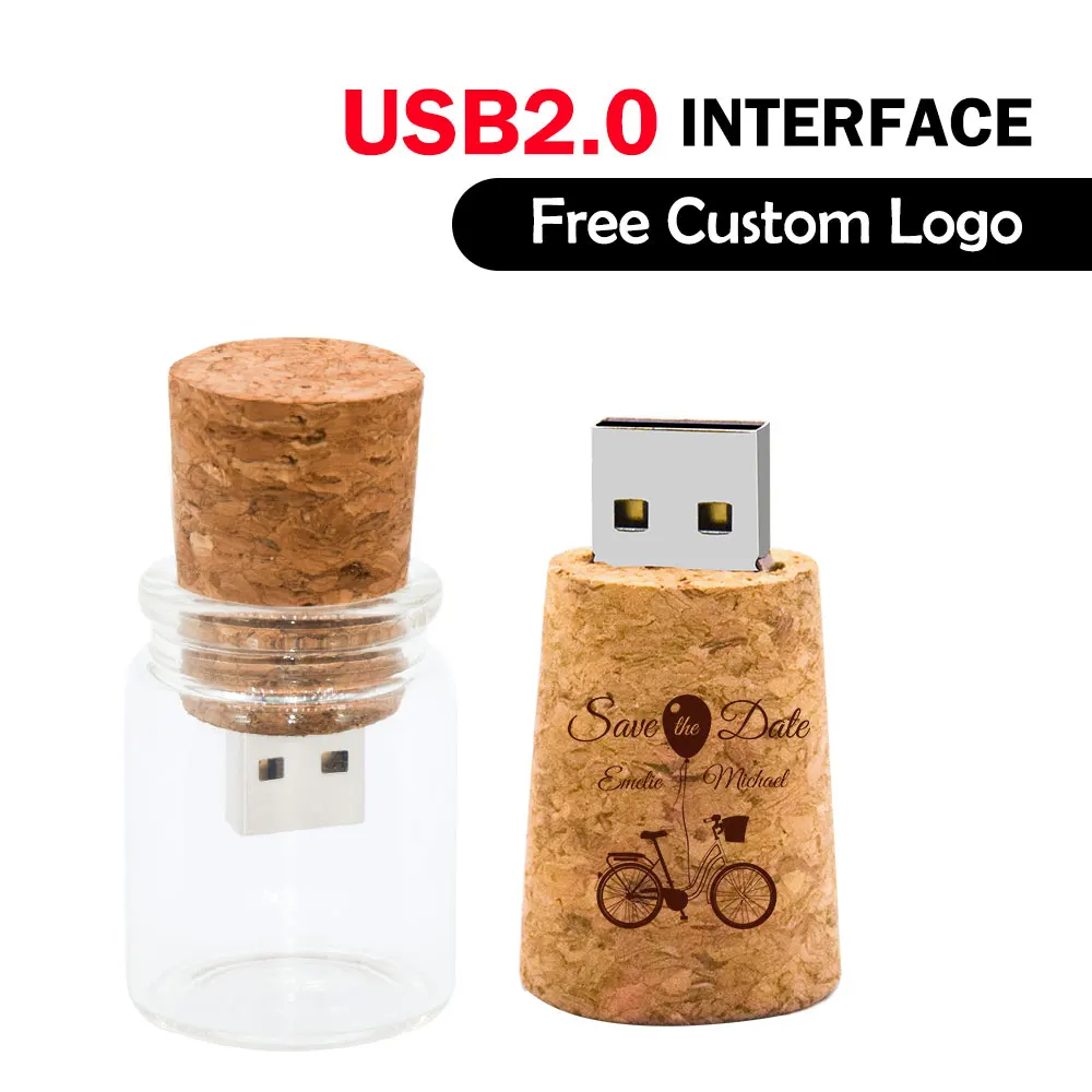 10/30/50 قطعة/الوحدة الانجراف زجاجة محرك فلاش 8 جيجابايت شعار مجاني USB 2.0 القلم محرك 64 جيجابايت الزجاج زجاجة الذاكرة عصا 32 جرام شعار مجاني U القرص