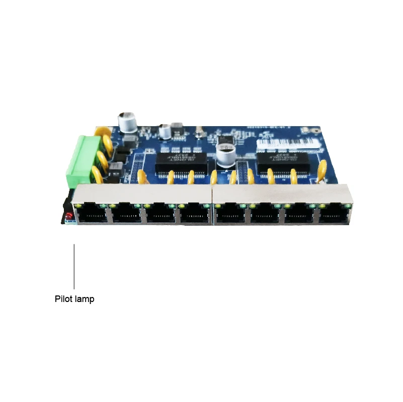 PCBA Ethernet de 8 puertos de 100Mbps de grado industrial con puertos RJ45 de 8*100Mbps