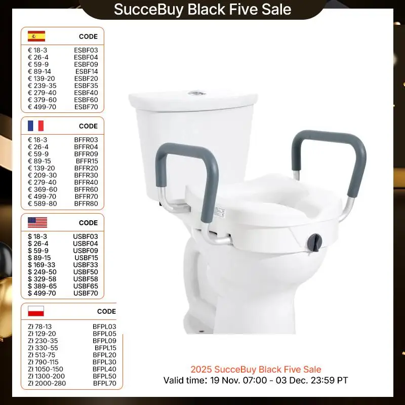 VEVOR Toilettensitzerhöhung, 12,7 cm hoch, 158 kg Tragkraft, für runde und längliche Toiletten, Drehverschluss-Montage, 48,3 cm – 55,6 cm Breite verstellbar, für Senioren, Behinderte, Patienten, Schwangere, Ärzte