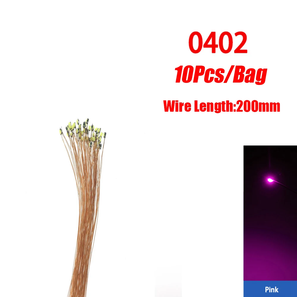 10 teile/los 0402 0603 SMD Lampe Wired Micro Led Vorgelötet Micro Litz Wired Chip 20 cm 3 V Eisenbahn modell Szenen