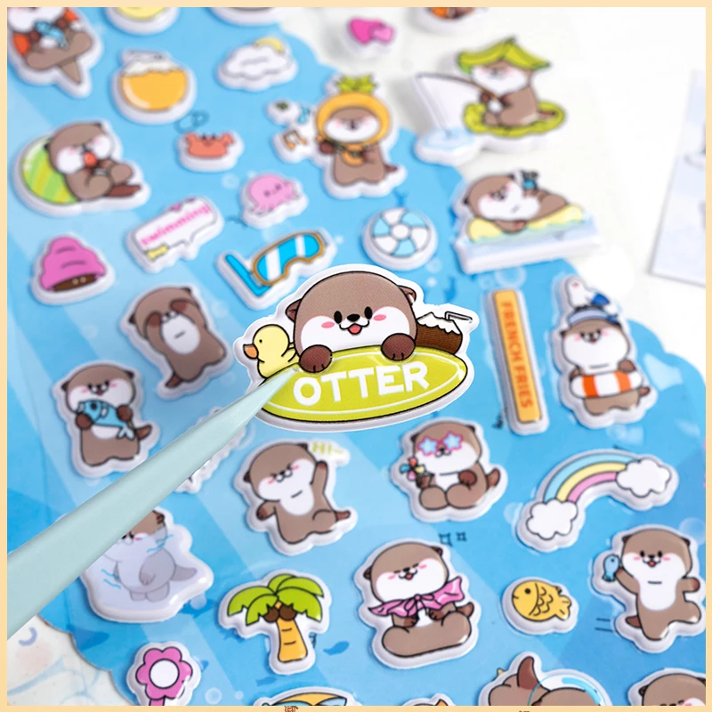 4 pcs/lot Kawaii Marmot Beaver Cartoon 3D Stickers Scrapbooking DIY Journal Stationery Sticker Cute Deco Aesthetic Art Supplies