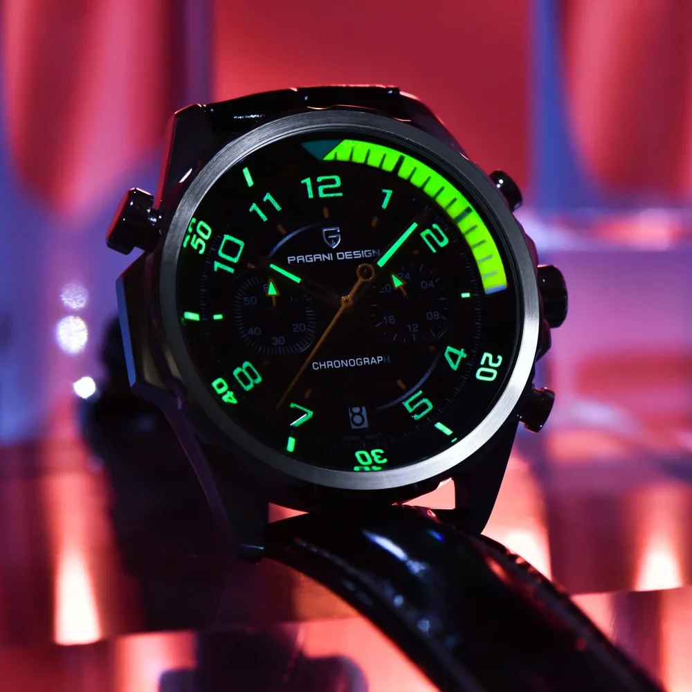 2025 Nuovi orologi da uomo PAGANI DESIGN Orologio al quarzo super luminoso per uomo Cronografo AR Orologio sportivo in pelle impermeabile con zaffiro