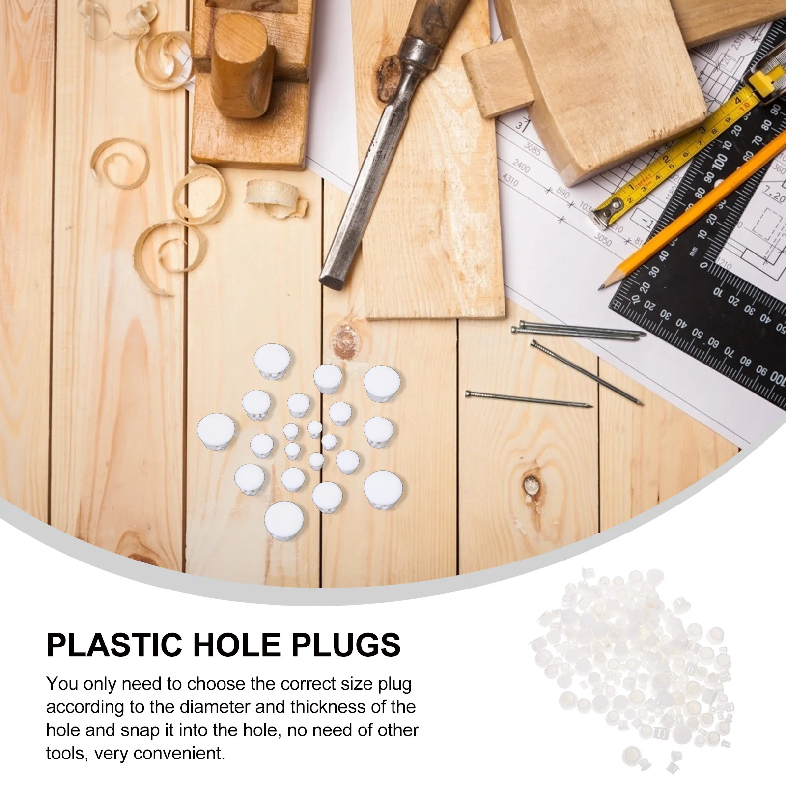 

200pcs Screw Plastic Furniture Plugs Cabinet Covers Snap-In Hole Plug Caps Locking Hole Plugs Decorative Plastic Plug Covers For