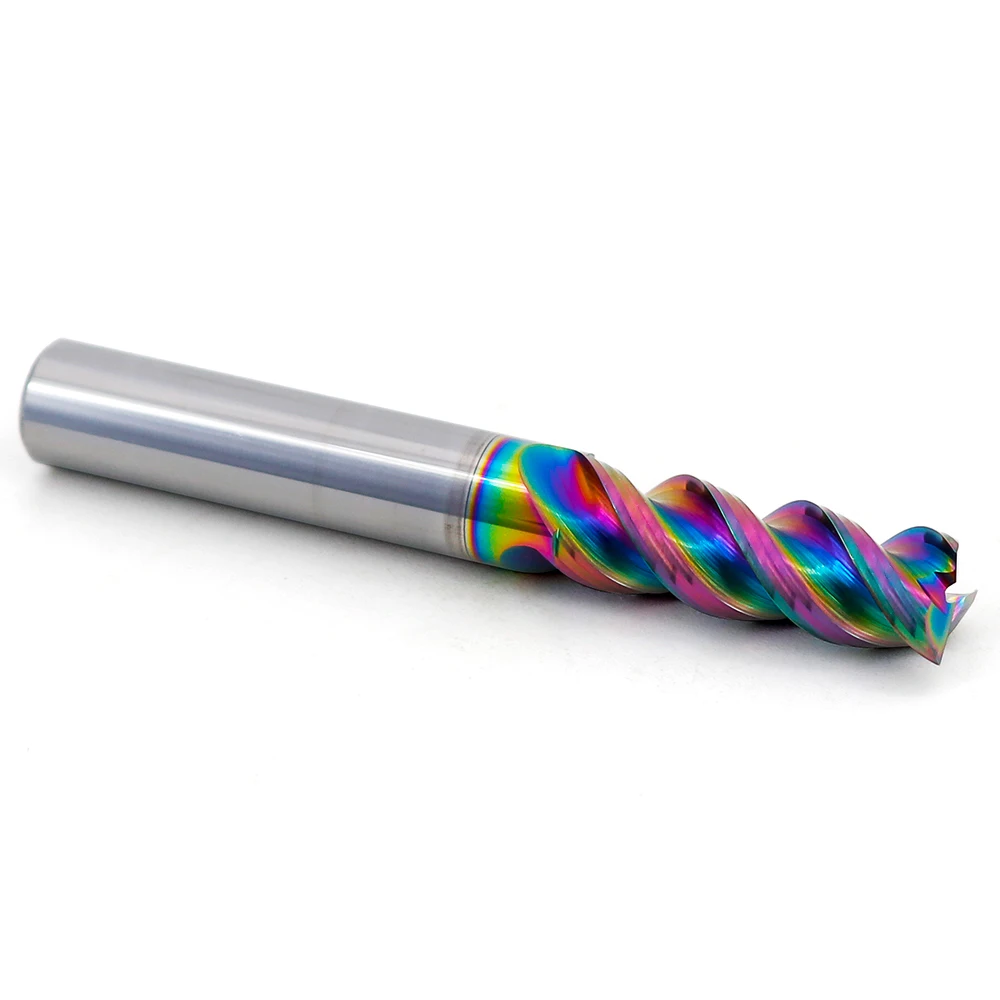 HRC65 U Shape Colorful End Mill Carbide For Aluminium High-gloss Mirror Milling Cutter 3 Flutes For Acrylic Wood Copper Plastic