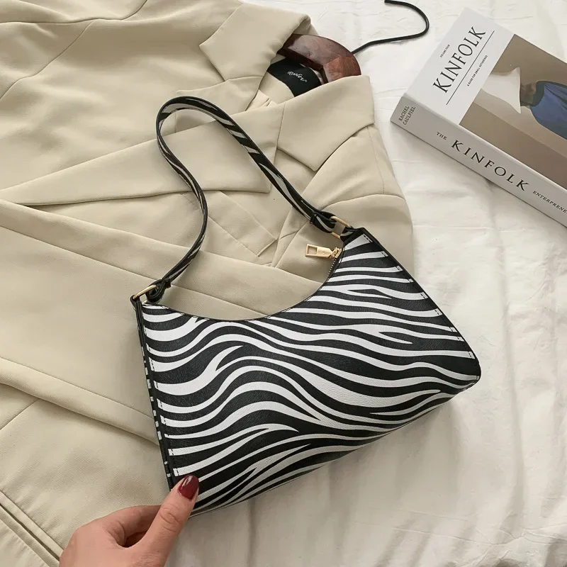 Fashion Zebra Print Women Luxury Handbag PU Simple Underarm Shoulder Bags Female Daily Design Totes Purse Pouch Сумка Багет