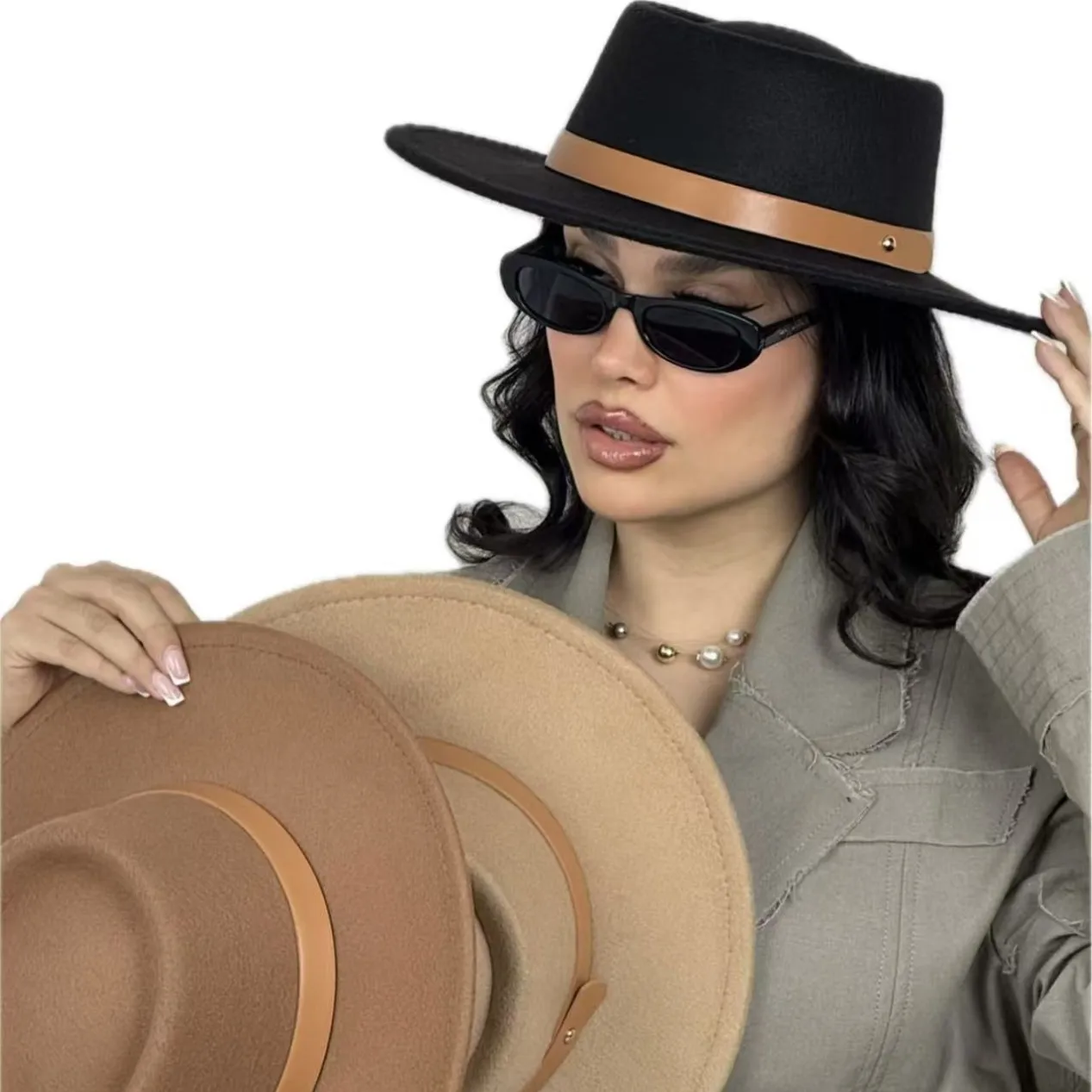 French Jazz Brim High End Felt Hat, Bohemian Fedora Vintage Sun Cap