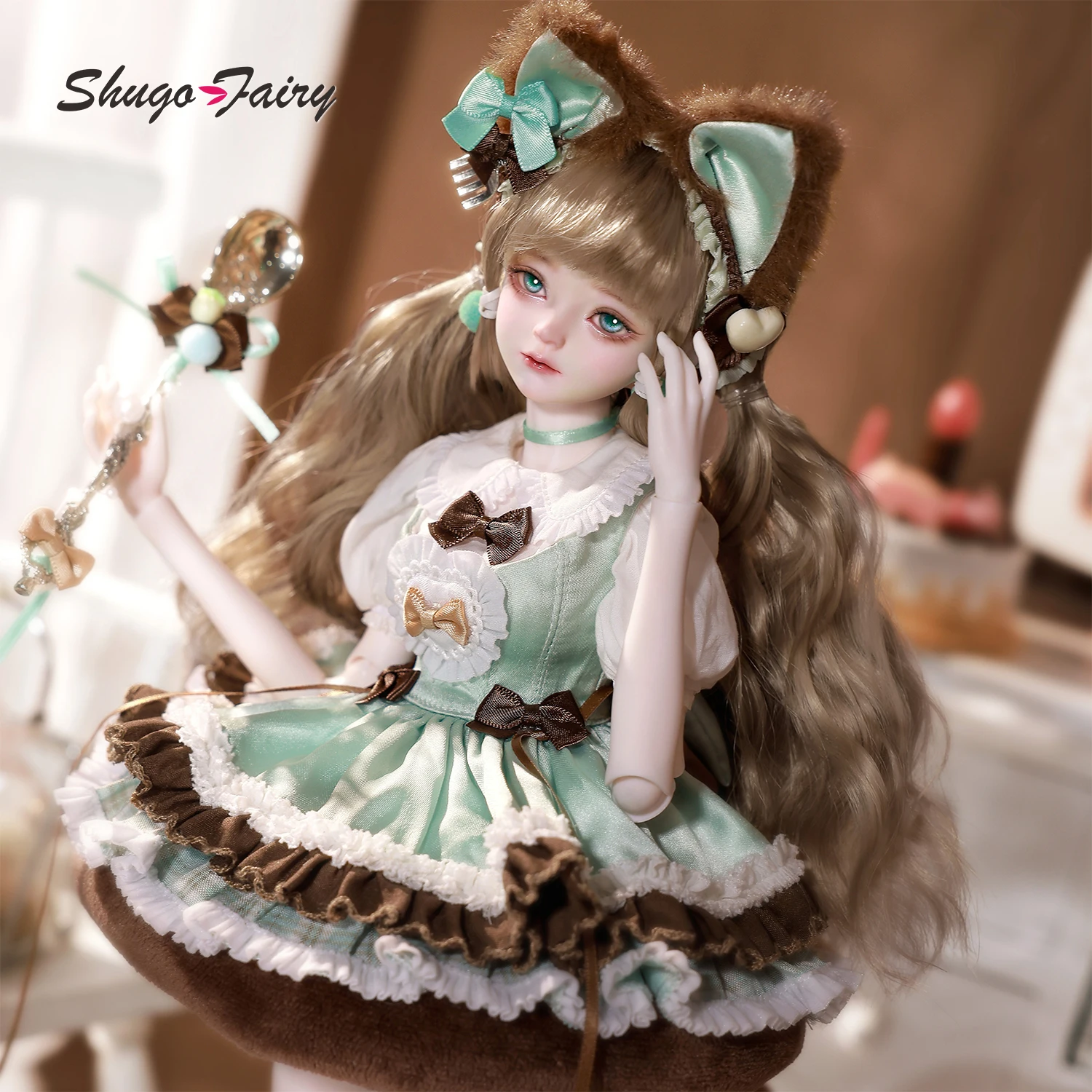BJDドール 1/4 ベリンダC ミントチョコレートキトゥン フルセット ロリータファッション 曲線美 レジン製 アートドール ロング コレクタブルフィギュア シュガフェアリー