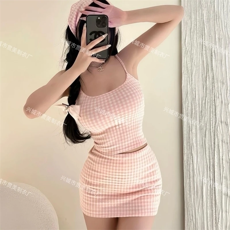 Neuer 2025, dreiteiliger Badeanzug, schlankmachendes Cover-Up, Urlaubsschönheit, kariertes Muster, konservatives Bikini-Set im koreanischen Stil