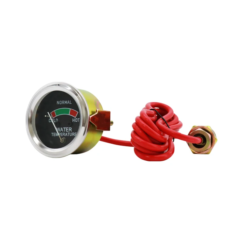 52mm Chrome Bezel Water Temp Meter with Sensor Probe Cold Normal Hot Color Indicator Mechanical Water Temperature Gauge