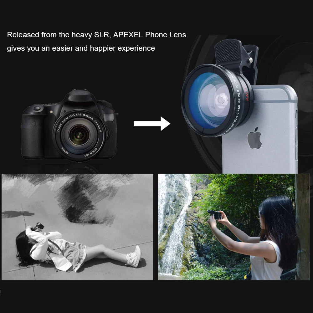 TOKOHANSUN New HD 37MM 0.45x Super Wide Angle Lens with 12.5x Super Macro Lens for iPhone LG HTC Samsung Sony Camera lens Kit