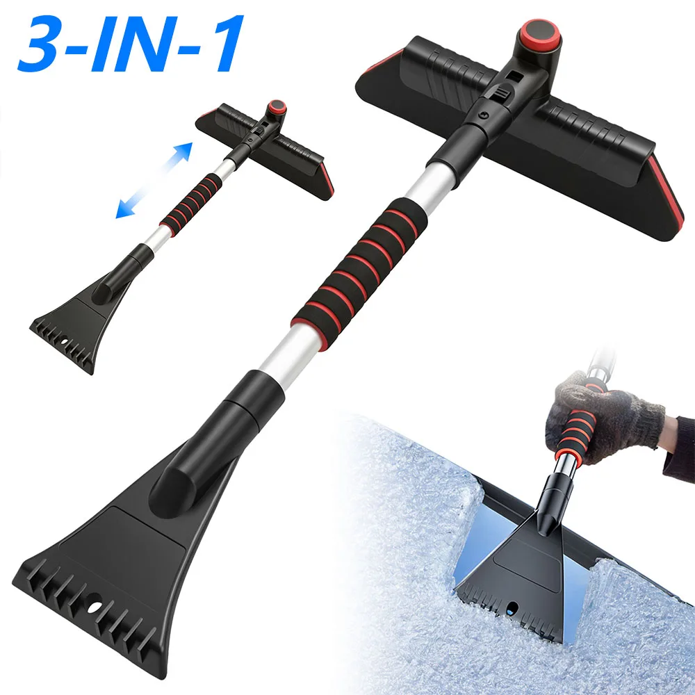 3 in 1 Car Snow Brush with Ice Scraper 21 in Extendable Ice Removal Tool Window Snow Scraper Snow Removal Winter Car Accessories