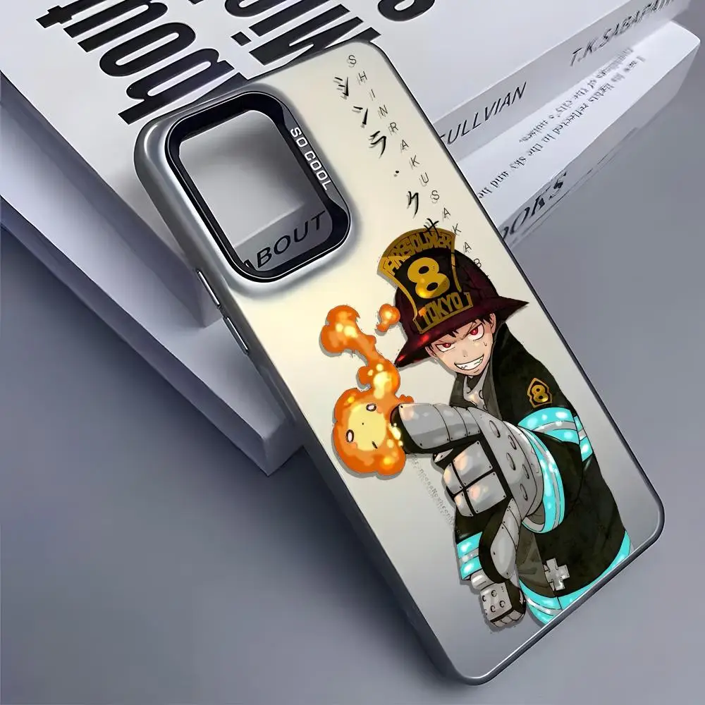 日本アニメ「消防士」スマホケース、Samsung Galaxy S25 Edge、S24、S23、S22、S21、S20 Ultra対応、シリコン製シルバーカバー