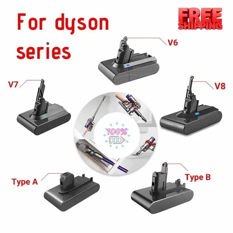 Batería recargable para aspiradora Dyson V6 V7 V8 Series SV07 SV09 SV10 DC58 DC31 DC34 Absolute Fluffy Animal Pro