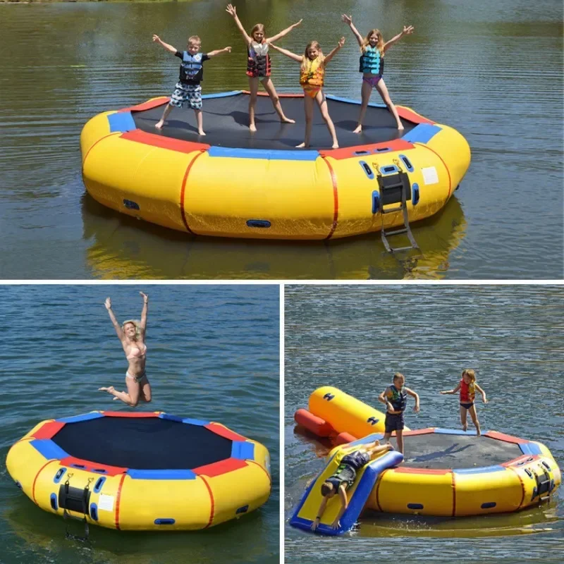 

Dia 6.5ft/10ft/13ft Thickening Inflatable water trampoline with Blower Kids Adults outdoor water park playground Pool Lake toy