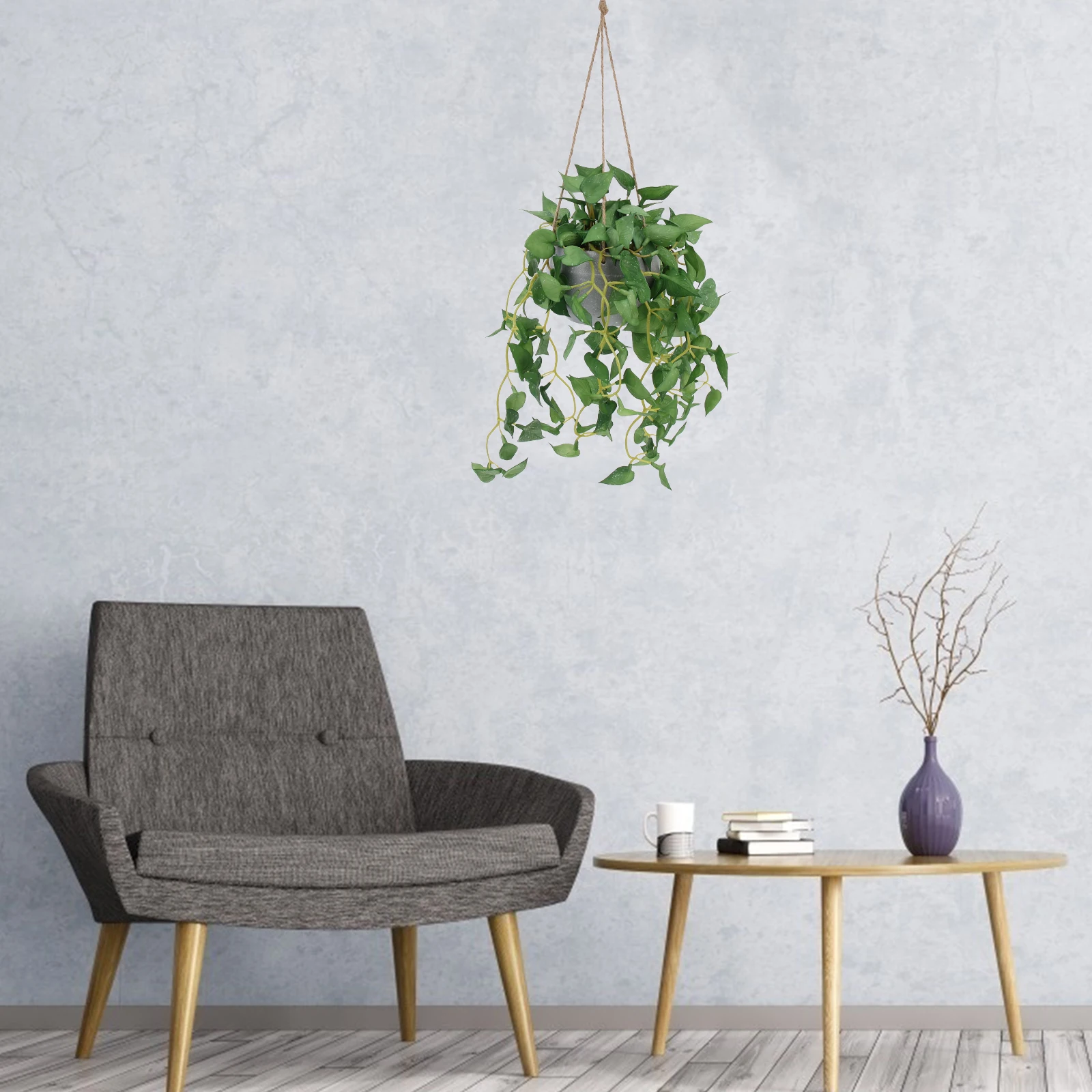 

Simulated Green Plant Rattan Hanging Pots Artificial Vine Decor Indoor Outdoor Faux Flowerpot Wall Mounted Pendant Home Office