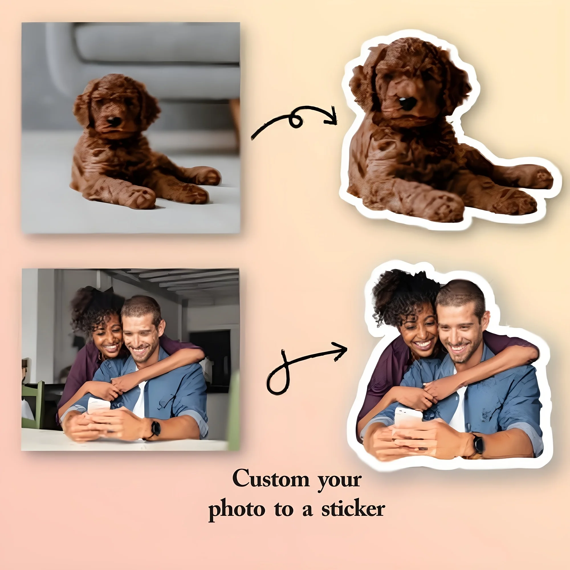 قطعة واحدة من الملصقات المخصصة تحويل أي صورة إلى ملصق - ملصق مخصص - صورة عائلية - صورة أطفال - صورة للحيوانات الأليفة - ملصق للمجلة