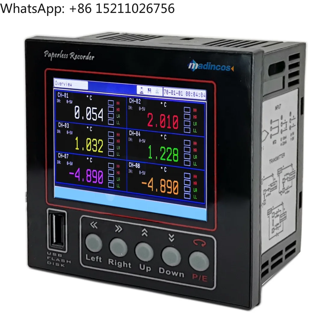 MPR600:0.2% Universal Digital 6 Channel 4-20ma+PT100+Thermocouple Paperless Temperature and Humidity Data Logger with USB+RSS485