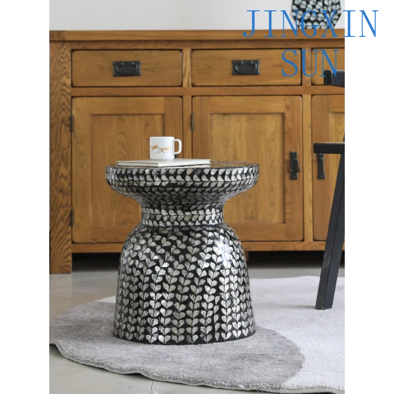 Beautiful shell decoration edge few household living room handmade coffee table sofa corner few soft decoration medieval round t