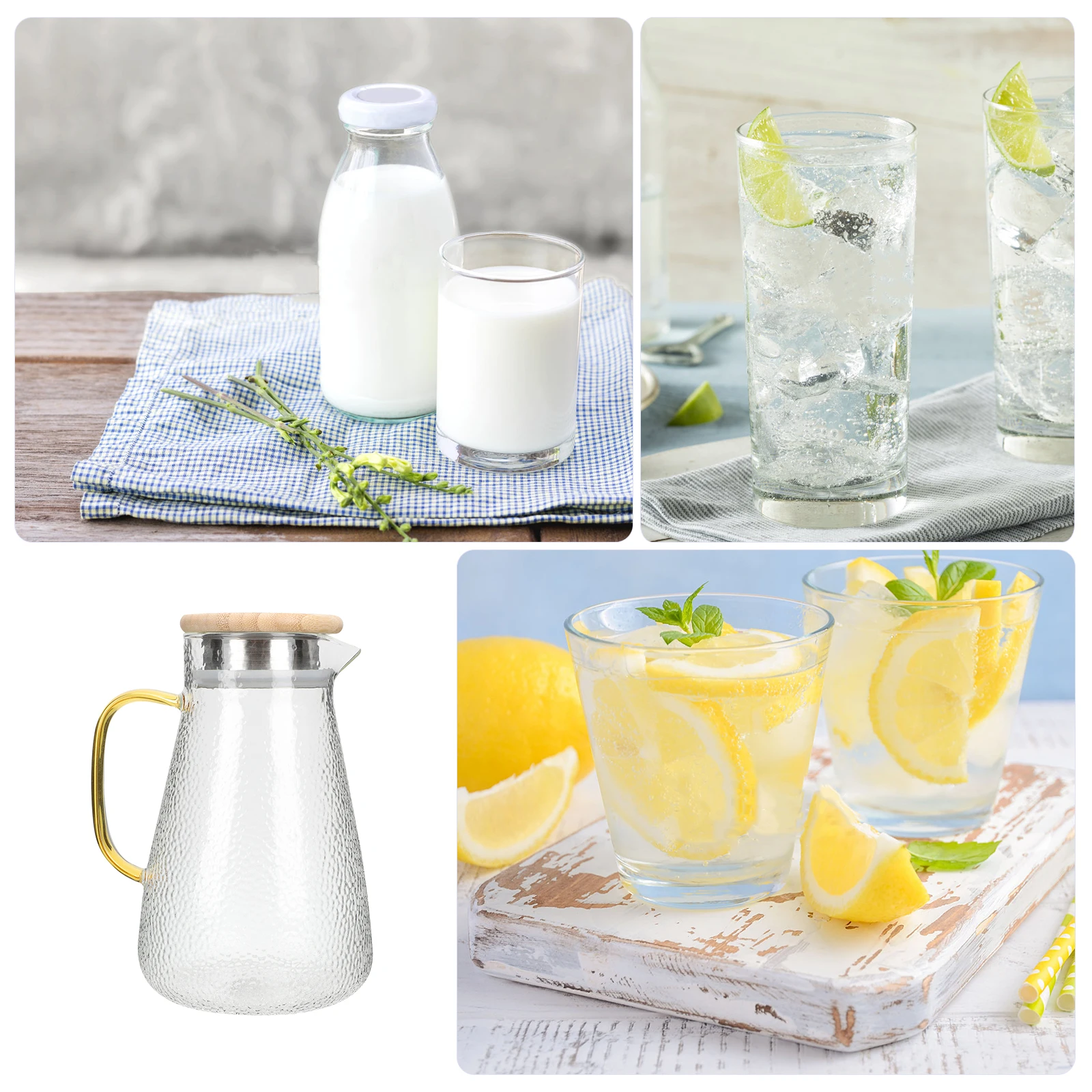 

Glass Cool Jug Pitcher Kitchen Gadgets Cold Water Kettle Juice Container Tea Pot Portable Lightweight Glass Water Bottle Lemon