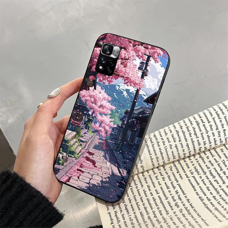 Japanese Landscape Cherry Flower Phone Case For Xiaomi Redmi note 13 12 Pro 11S 11 10 Pro 10S 12S Redmi 13 14C 10 13C