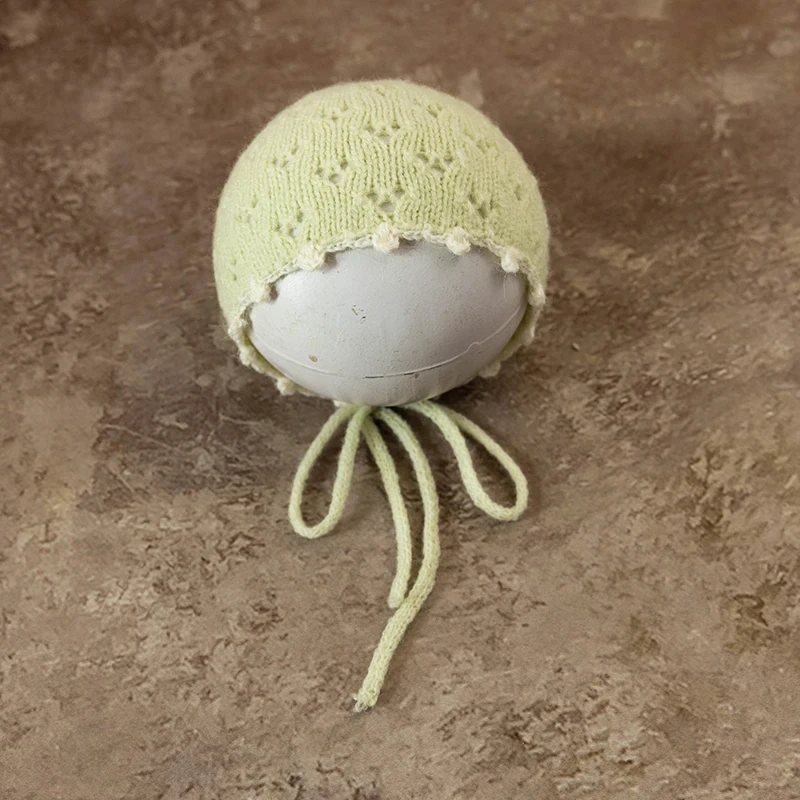 Baby Photo Props Newborn Photography Wrap Knitted Hat Wool Blanket Accessories Studio Oil Painting Style Green Plant Shoot Prop