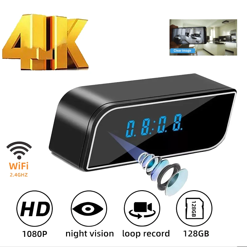 

2025 New wireless clock with WiFi, high-definition 1080P network, motion detection night vision, baby safety protection