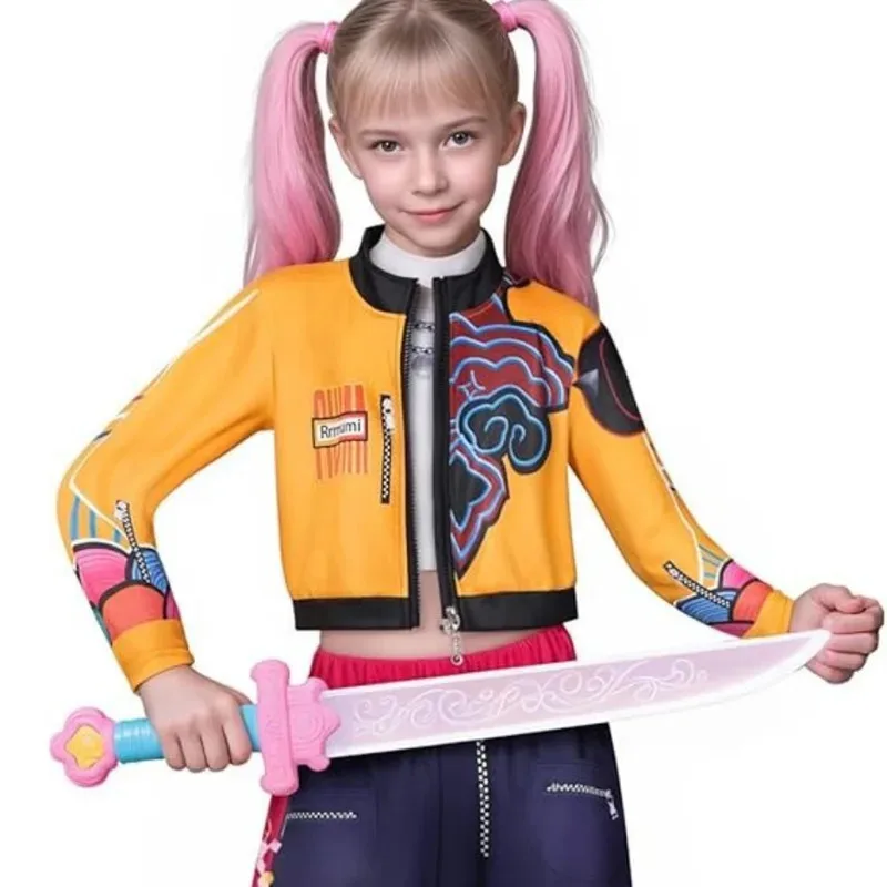 K-pop فيلم الأطفال ميرا رومي زوي شيطان القاتل تأثيري الأسلحة زي للفتيات حفلة HX؛ 2، F؛ 5.N #4