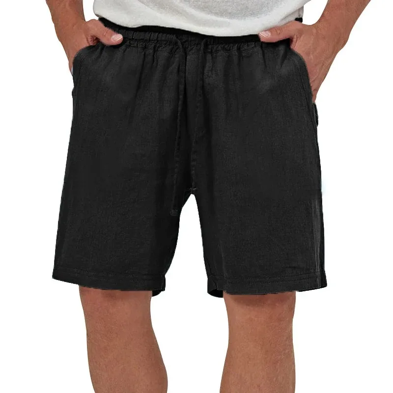 Herren-Shorts aus Baumwolle und Leinen, lässig, lockere Passform, kurze Hosen im hawaiianischen Strandstil, Sommer, atmungsaktiv, leichte Shorts, gemütliche Streetwear – Detail 9