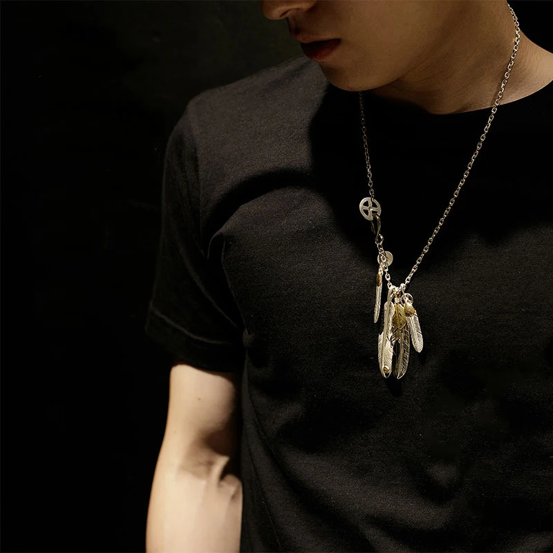 Hip Hop Punk Style Classic Feather Necklace Set Chains Exquisite Pendant Men Business and Domineering Banquet Jewelry