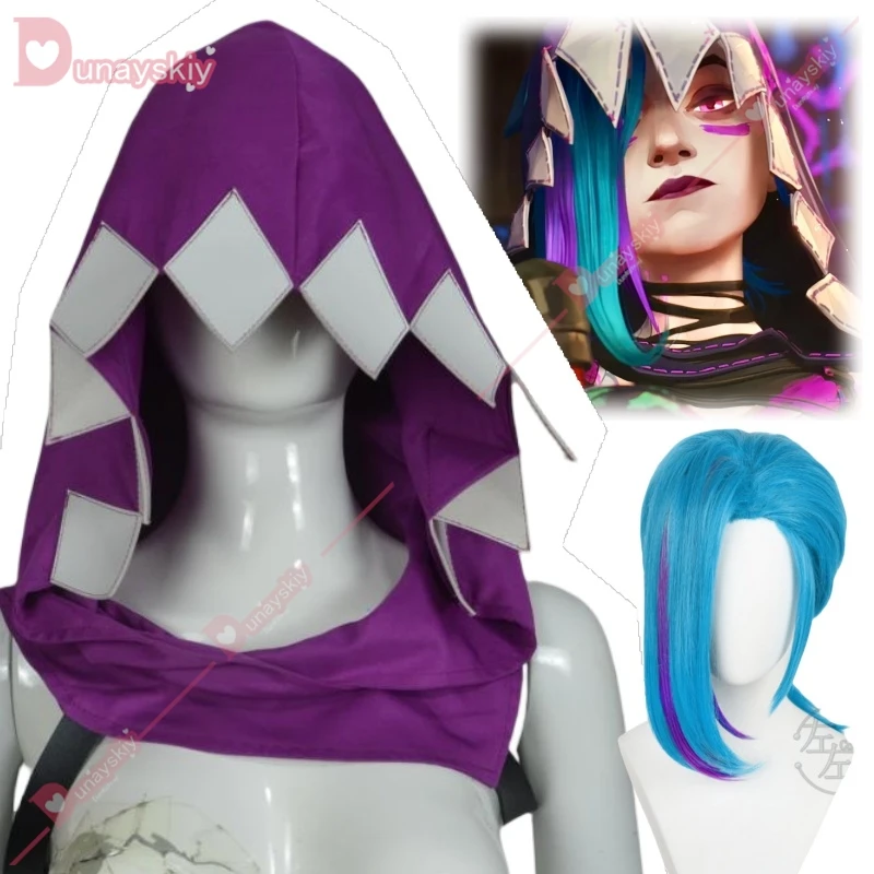 

Disguise Arcane Jinx Cosplay Hat Game LOL TV 2 Costume Accessories Adult Women Roleplay Headwear Female Fancy Dress Up Party