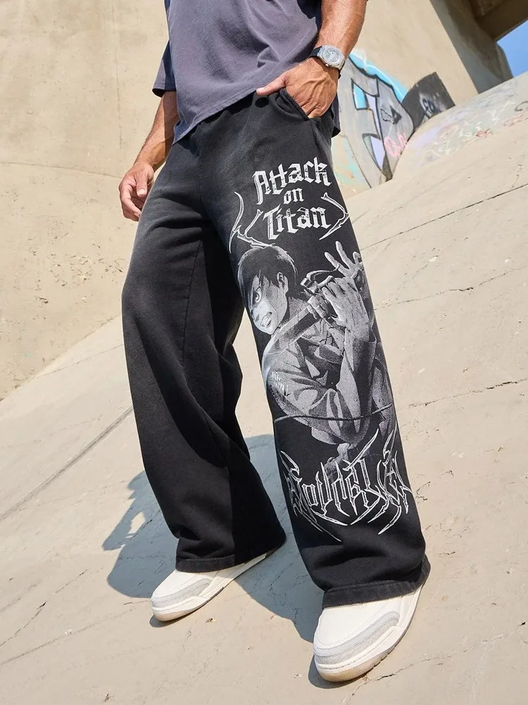 YOUNGLA Attack on Titan Jogger cotton wool print wide leg pants