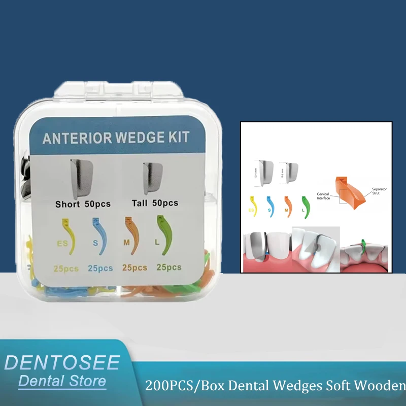 

200PCS/Box Dental Wedges Soft Wooden Interdental Wedges for Anterior Matrix System Dentist Tools Restorative