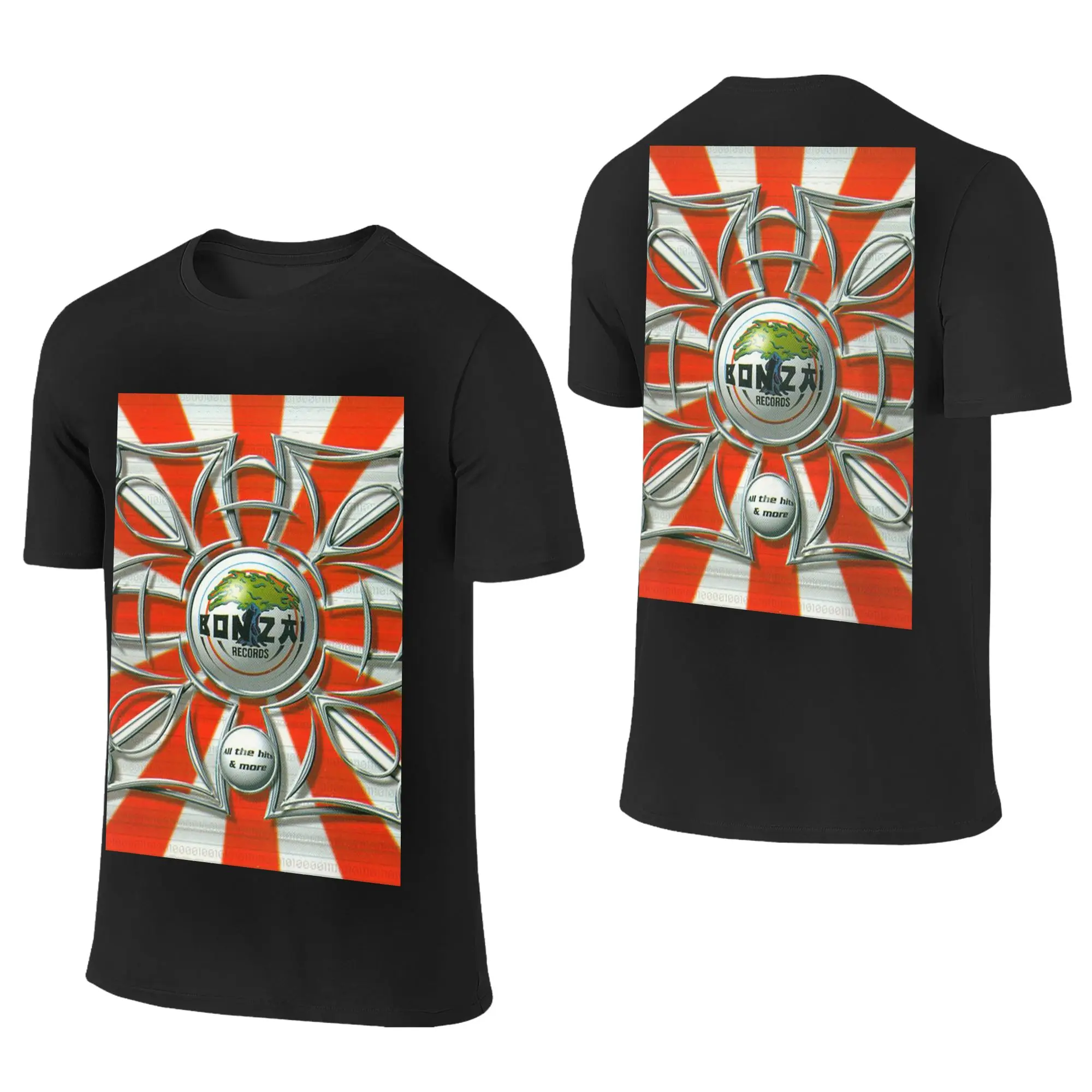 100% Cotton Bonzai Records   T-Shirt Men's Double Sided T Shirt Men Crew Neck Summer Shirts Tops S-6XL