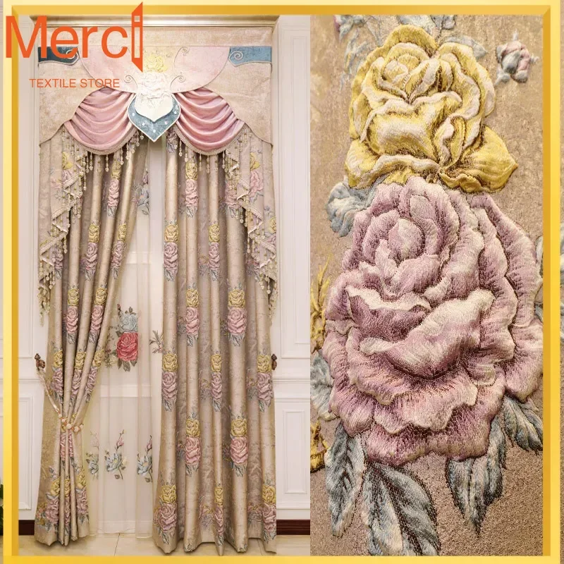 

High Precision European Relief Jacquard Partition Blackout Window Curtains For Living Room Bedroom Kitchen Home Villa Study Home