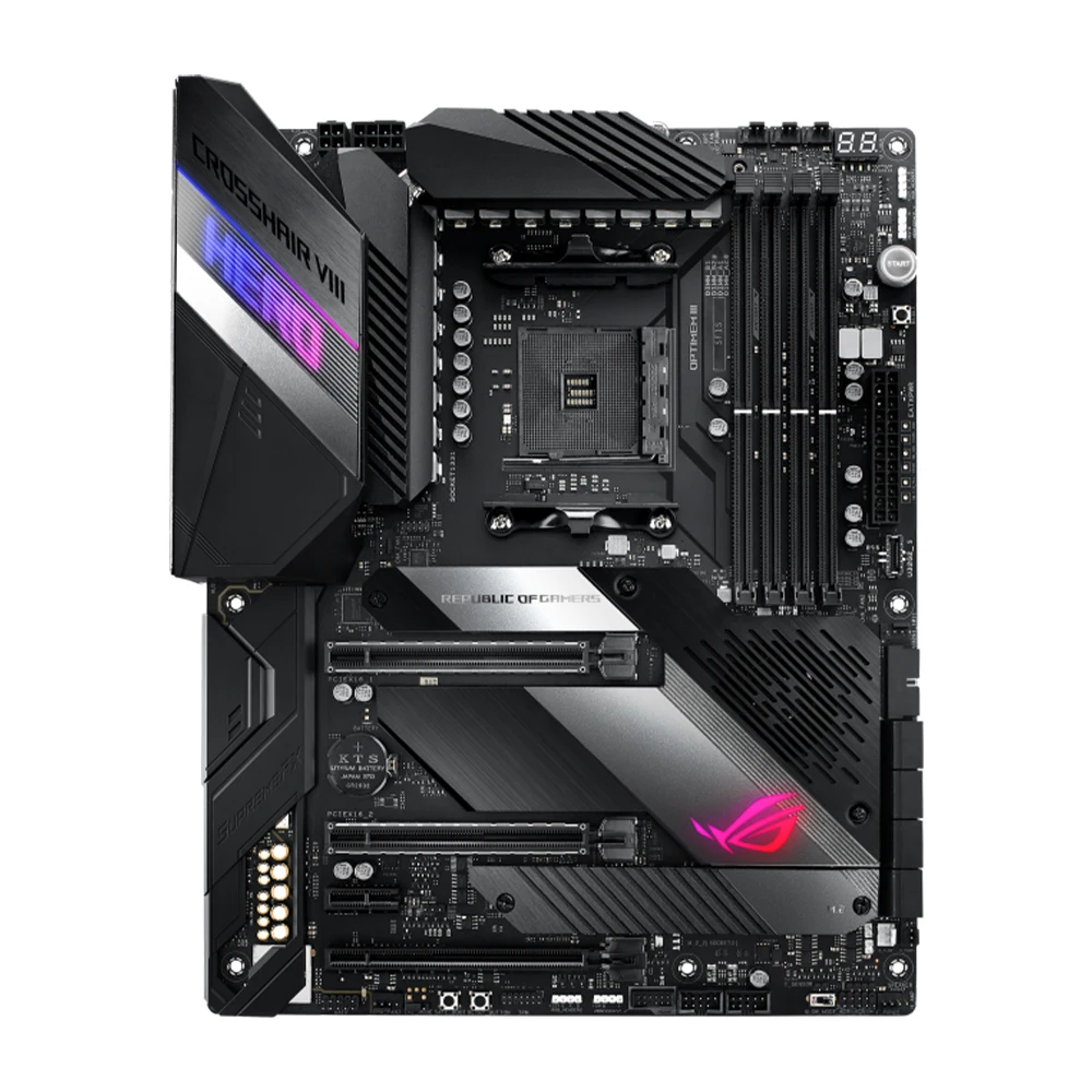 Imagem -04 - Asus Rog-crosshair Vii Placa-mãe Herói X570 Jogos Atx Soquete Am4 Suporte 5500 5600 5700x 5800x3d Cpu Ddr4 M.2 Nvme Pcie 4.0