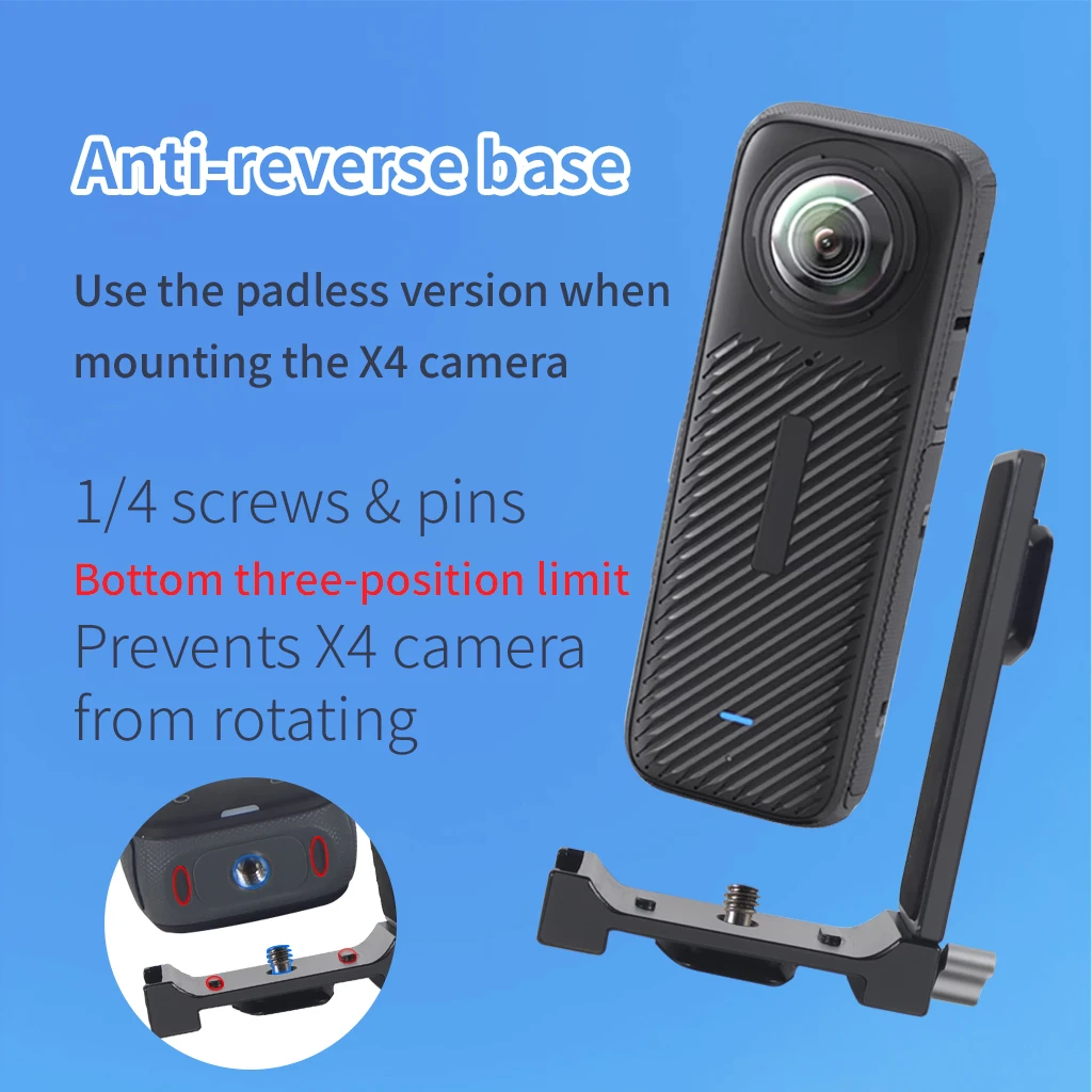 Aluminium-Schnellwechselbasis Magnetischer Klappbarer Stativadapter mit 2x Kaltschuhhalterungen für Insta360 X6 X5 X4 X3 Panorama-Actionkamera – Detail 7