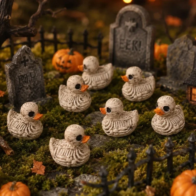 Gothic Cute Skull Ducks - Resin Figurines for Halloween, Gothic Home, Office, Party - Compact Desk Decor