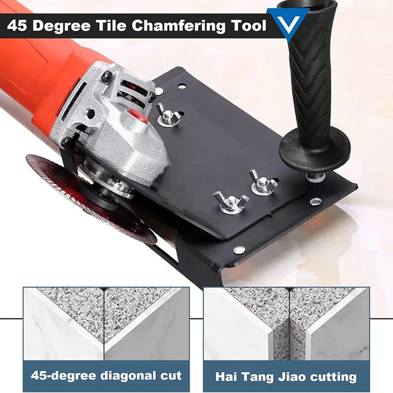 ABRW 45 Degree Tile Chamfering Tool, Angle for Grinder Stand Attachment, Adjustable Beveling Bracket, for 100 Type for Grinder,