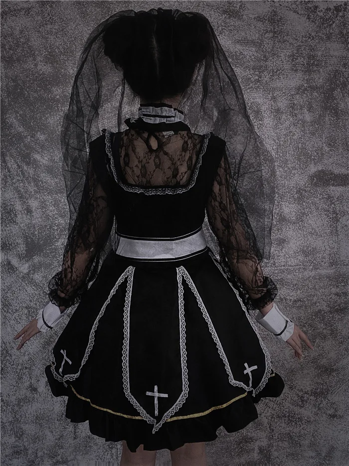 Robe Gothique Noire Lolita pour Fille, Tenue de Tour, Nouvelle Collection