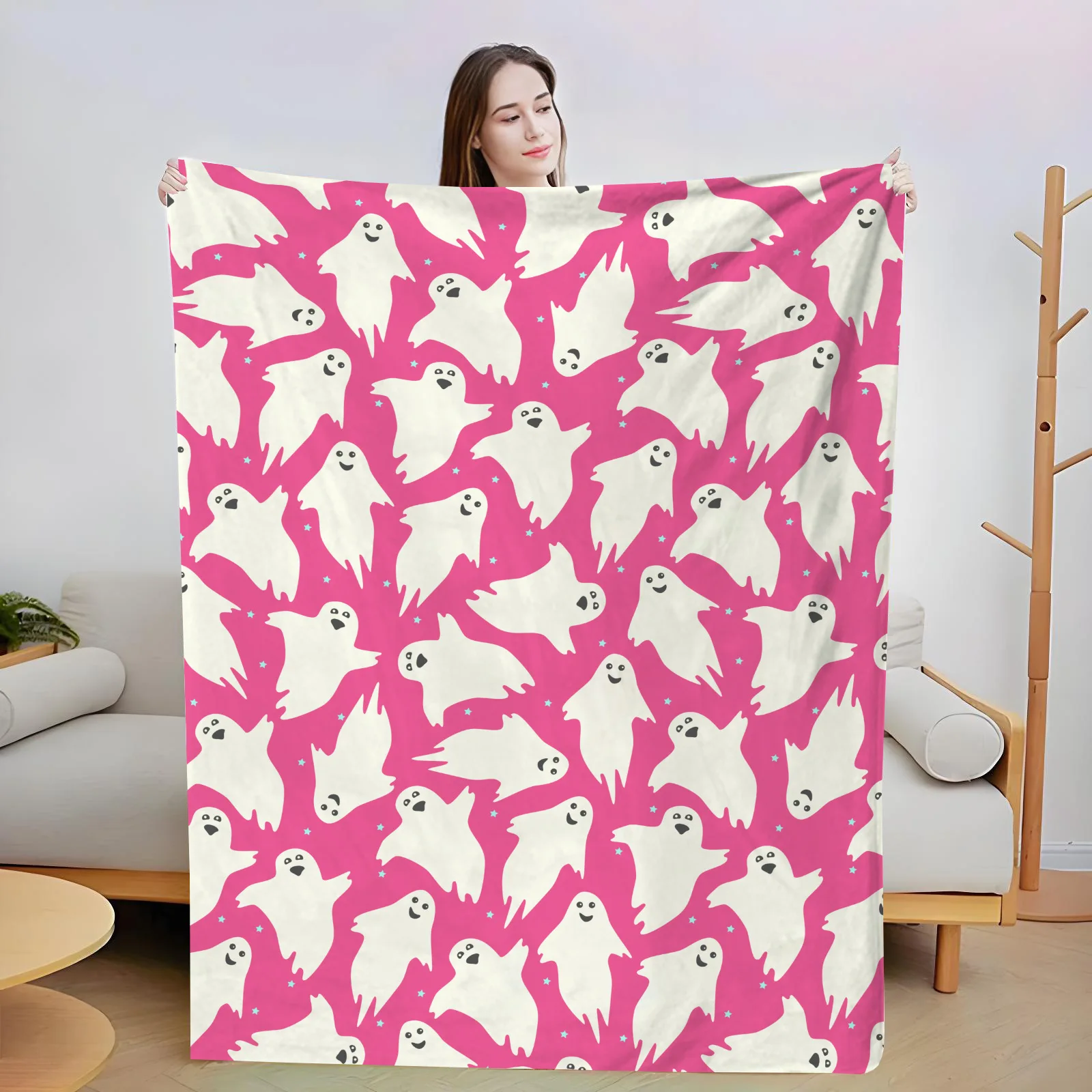 New Halloween Flannel Blanket Digital Printing Ghost Festival Blanket Office Air Conditioner Nap Animation Blanket Wholesale