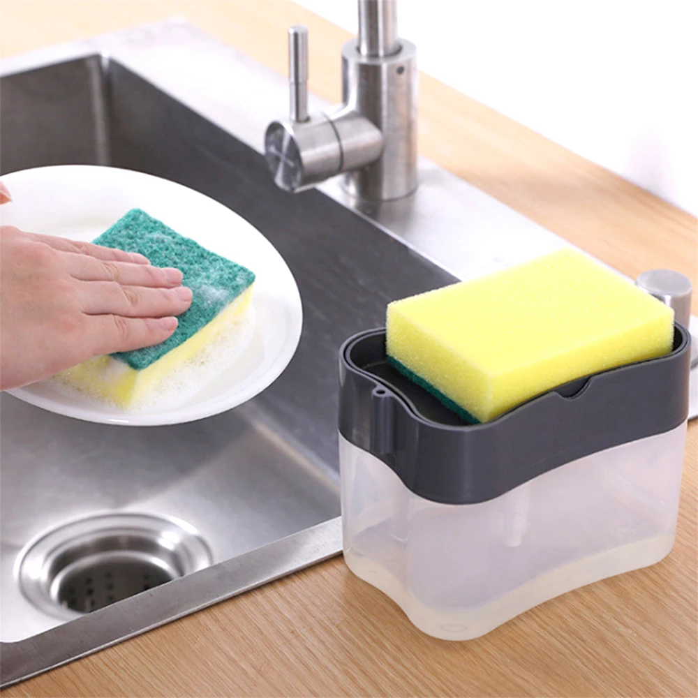 Washing Detergent Press Cleaning Pot Brush Kitchen Style Automatic Liquid Dispenser Dishwashing Brush Pot Tool Soap Dispenser