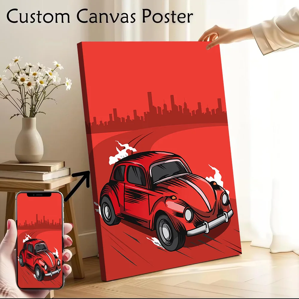 Classic German Car Beetle Poster Customizable Printed Canvas Painting for Pictures Wall Art Wand Deko Home Decoration Ornaments