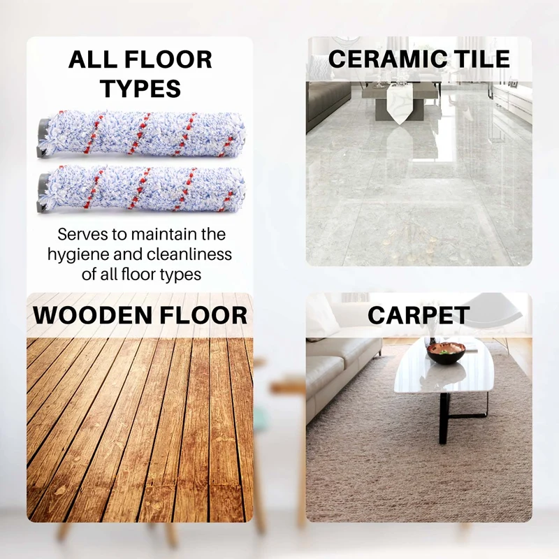 เปลี่ยนลูกกลิ้งแปรงสําหรับ Tineco Iffloor เปียกแห้งเครื่องดูดฝุ่นไร้สาย,2 แพ็คแปรงลูกกลิ้ง + 2 โฟมกรองล่วงหน้า