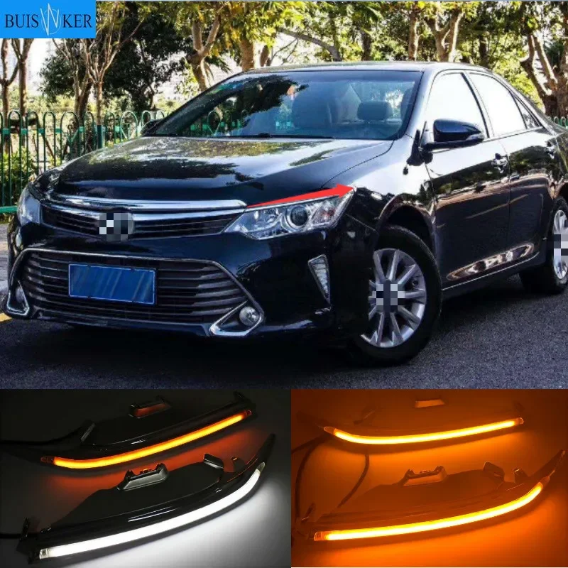 

2PCS Car Headlight Eyebrow with Turn Signal 12V DRL LED Daytime Running Light For Toyota Camry 2015 2016 2017 2018